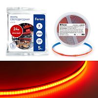 Светодиодная COB лента Feron LS530 320SMD(2110) 10Вт/м 24V 5000*8*1,8мм IP20, красный