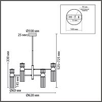 8276/6 MODERNI LN26 162 латунь/прозрачный, металл/стекло Люстра Е14 6*40W 220V DENVER