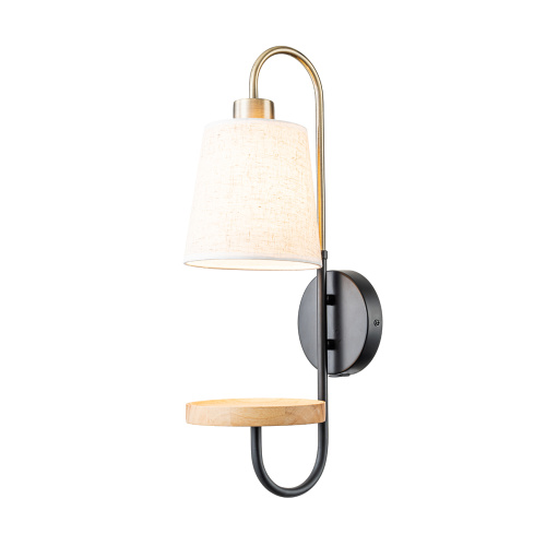 Настенный светильник Escada 582/1A E14*40W Black/Brass/Wood Настенный светильник Escada 582/1A E14*40W Black/Brass/Wood