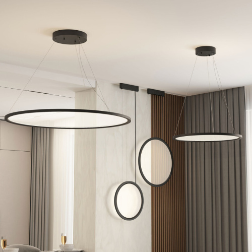 Подвесной светильник вертикальный VEIL, 35 Вт, ?600?2100 мм, LED 2700-6000K, IP20, пульт Д/У (в комплекте), черный, алюминий, акрил фото 7