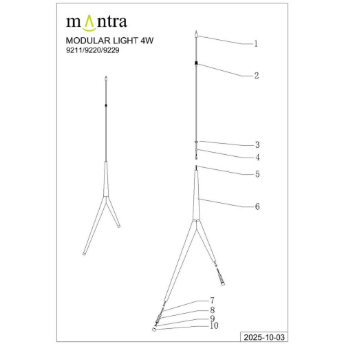 Подвесной модульный светильник без основания Mantra Arrecife 9211 фото 7