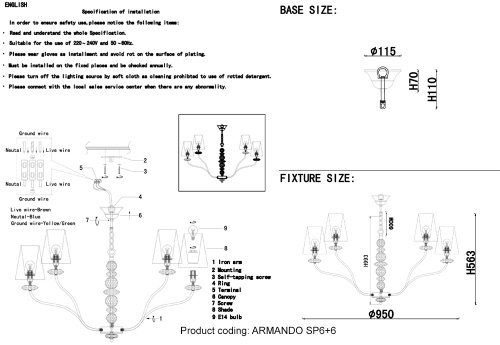 Crystal Lux Люстра Crystal Lux ARMANDO SP6+6 GOLD фото 2