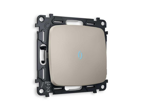Комплект механизма 1-кл выключателя AMBRELLA VOLT с подсветкой 10000K OMEGA Серо-бежевый матовый QUANT (OP3620, VM101, G17B) MO362020