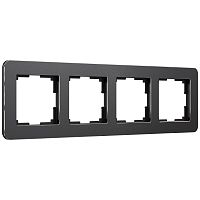 Рамка из металла на 4 поста Platinum черный алюминий W0042608