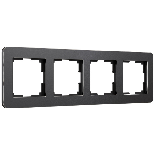 Рамка из металла на 4 поста Platinum черный алюминий W0042608 Рамка из металла на 4 поста Platinum черный алюминий W0042608