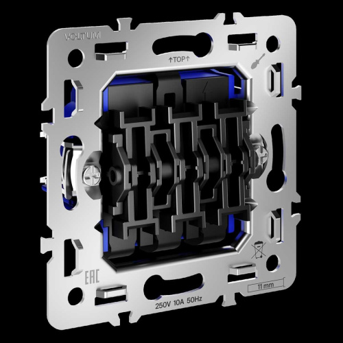 Механизм выключателя трехклавишного 10А, S70 Voltum VLS0301M Механизм выключателя трехклавишного 10А, S70 Voltum VLS0301M