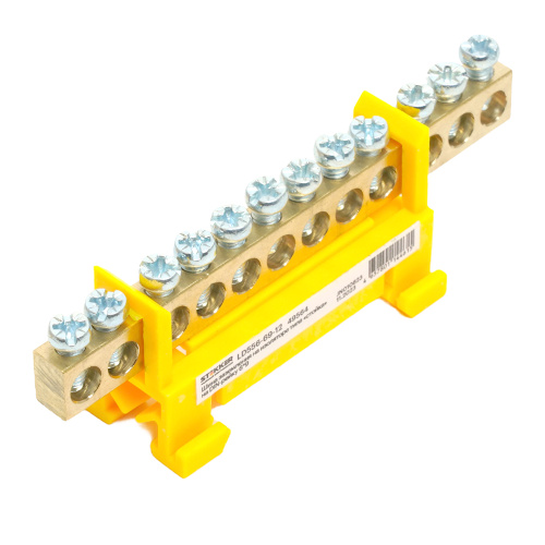 Шина "PE" на изоляторе STEKKER 6*9 тип "стойка" на DIN-рейку 12 выводов, желтый, LD556-69-12 фото 4