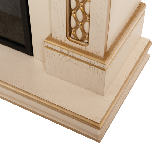 Каминокомплект CORSICA LUX/МАЛАГА ЛЮКС Бежевый дуб с золотой патиной с очагом Электроочаг CASSETTE/КАССЕТА 630 С ДРОВАМИ фото 5