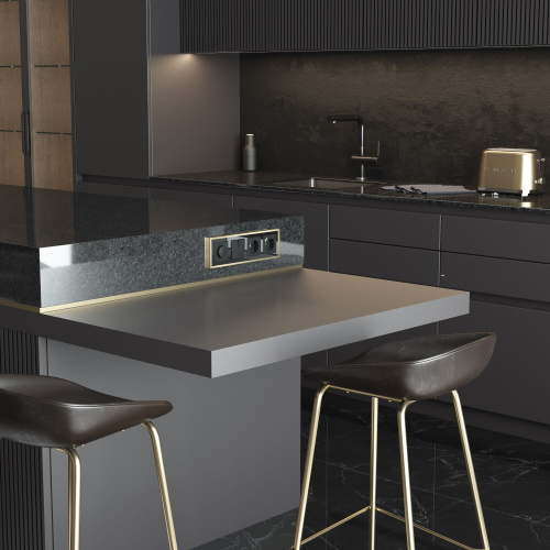 Рамка из металла на 4 поста Baguette черный/латунь W0042852 фото 2