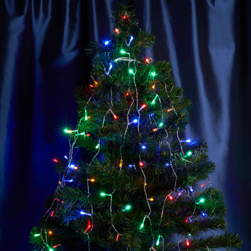 Светодиодная гирлянда Feron CL90  7 веток (2м) + 1.5м 230V мультиколор, c питанием от сети, прозрачный шнур