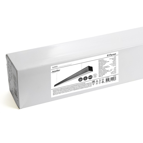 Светильник светодиодный линейный Feron AL4035 IP40 48W 4000К, рассеиватель матовый в алюминиевом корпусе, черный 1500*70*55мм фото 9