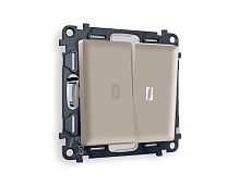 Комплект механизма 2-кл проходного выключателя AMBRELLA VOLT с подсветкой 5600K ALFA Серо-бежевый матовый QUANT (AP3640, VM120, G25W) MA364035