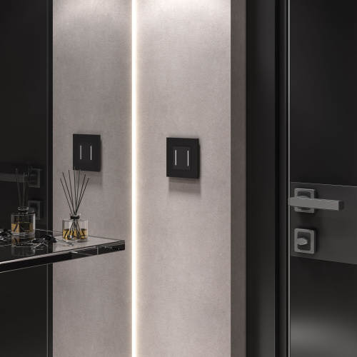 Умный сенсорный выключатель двухклавишный (черный) W4523008 фото 6