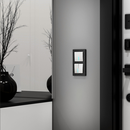 Выключатель двухклавишный с подсветкой (Hammer белый) W1220101 фото 2