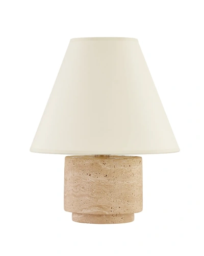 Бежевая настольная лампа "Бронко" из травертина