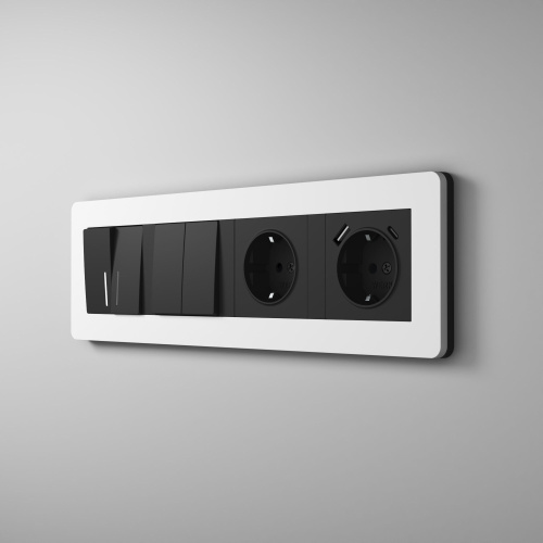 Рамка из поликарбоната на 4 поста Split белый/черный, soft-touch W0043068 фото 4 Рамка из поликарбоната на 4 поста Split белый/черный, soft-touch W0043068 фото 4