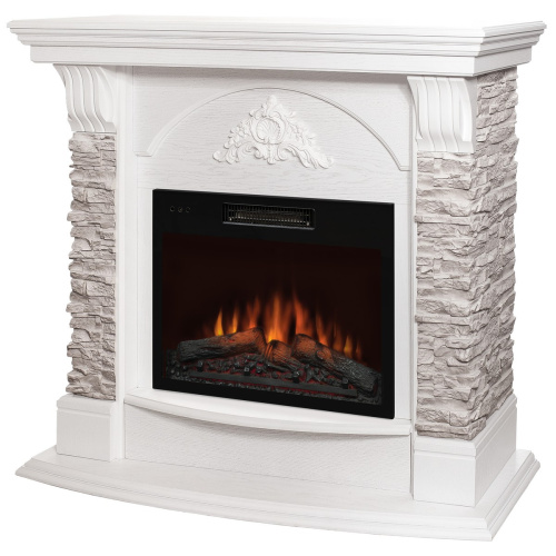 Каминокомплект ATHENA/АТЛАНТА GR Белый дуб с очагом Электроочаг KENDAL/КЕНДАЛ 24 фото 2