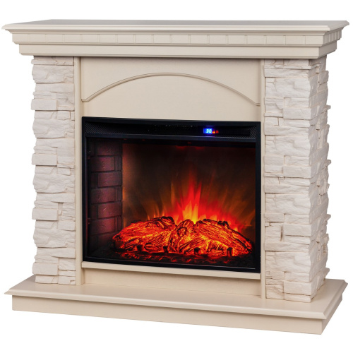 Каминокомплект ELFORD/РАЛЬФ Белый дуб с очагом Электроочаг EVRIKA 25.5 фото 2