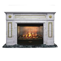 Каминокомплект PRESIDENT/ПРЕЗИДЕНТ Президентский мрамор с очагом Электроочаг FIRESTAR/ФАЕРСТАР 33