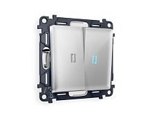 Комплект механизма 2-кл проходного выключателя AMBRELLA VOLT с подсветкой 10000K ALFA Серебро глянец QUANT (AP4040, VM120, G29B) MA404040