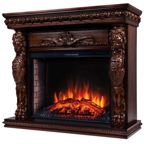 Каминокомплект ROMANO/ЛИОН Орех с очагом Электроочаг EPSILON/ЭПСИЛОН 33 фото 2