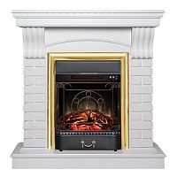 Электрокамин RealFlame Jazz WT белый с очагом Majestic Lux Brass