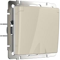 Розетка влагозащ. с зазем. с защит. крышкой и шторками слоновая кость W1171203