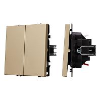 Механизм выключателя двухклавишный непроходной SWT-NOBE-MK02-SFPL-GD (230V, 10A) Arlight 054253