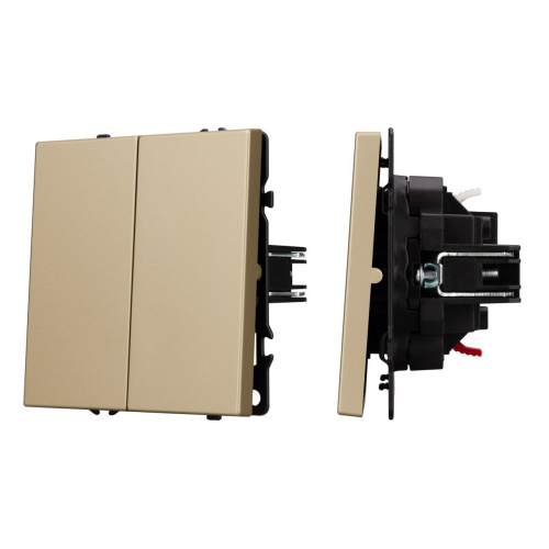 Механизм выключателя двухклавишный непроходной SWT-NOBE-MK02-SFPL-GD (230V, 10A) Arlight 054253 Механизм выключателя двухклавишный непроходной SWT-NOBE-MK02-SFPL-GD (230V, 10A) Arlight 054253