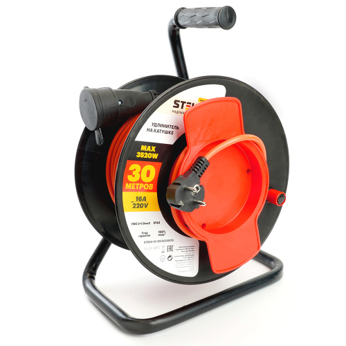 Удлинитель на пластиковой катушке STD04-10-30  1-местный с/з 3*1,5, 30м, 250В, 16А, IP44, Standart (40014)