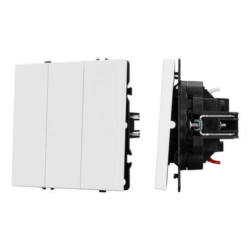 Механизм выключателя трехклавишный непроходной SWT-NOBE-MK03-SFPL-WH (230V, 10A) Arlight 061801 Механизм выключателя трехклавишный непроходной SWT-NOBE-MK03-SFPL-WH (230V, 10A) Arlight 061801