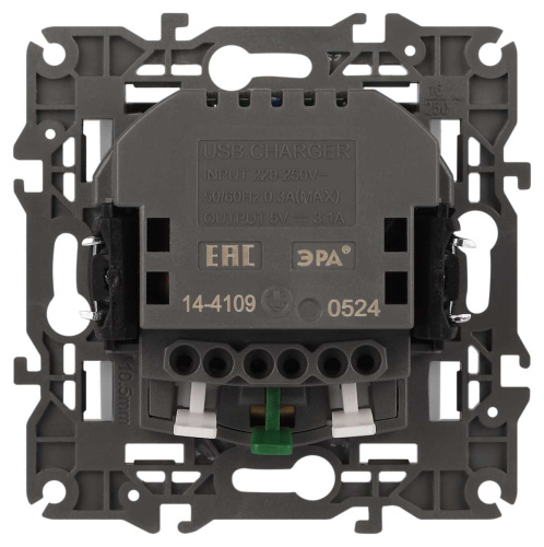 Розетка ЭРА Elegance 14-4109-01М 2P+E 16A-250В штор. с 2xUSB 5В-3А белый матовый Б0065773 фото 5 Розетка ЭРА Elegance 14-4109-01М 2P+E 16A-250В штор. с 2xUSB 5В-3А белый матовый Б0065773 фото 5