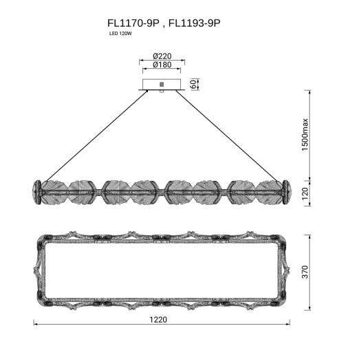 Люстра подвесная Pianta Silver FL1193-9P фото 2