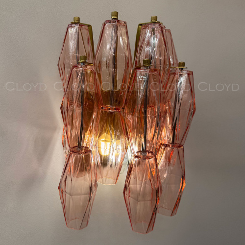 Бра Cloyd CALCUTTA W1 / выс. 37 см - латунь - розов.стекло (арт.20486) фото 4 Бра Cloyd CALCUTTA W1 / выс. 37 см - латунь - розов.стекло (арт.20486) фото 4