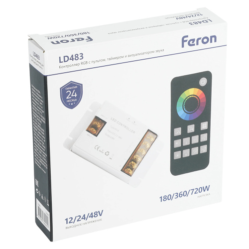 LD483 Контроллер RGB с пультом, таймером и визуализатором звука, 12-24-48V фото 9