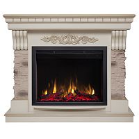 Электрокамин RealFlame Marseilles WT белый дуб с золотой патиной с очагом Saphir 25,5