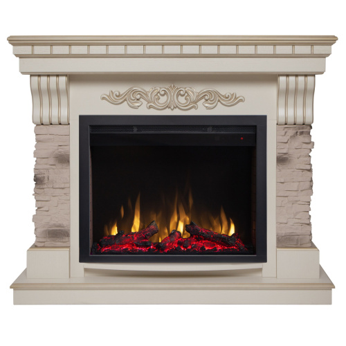 Электрокамин RealFlame Marseilles WT белый дуб с золотой патиной с очагом Saphir 25,5 Электрокамин RealFlame Marseilles WT белый дуб с золотой патиной с очагом Saphir 25,5