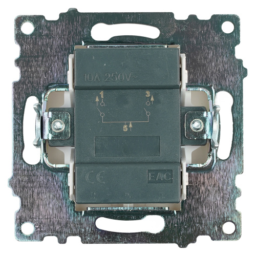 Выключатель 2-клавишный (механизм), STEKKER GLS10-7104-01, 250V, 10А, серия Катрин, белый фото 3