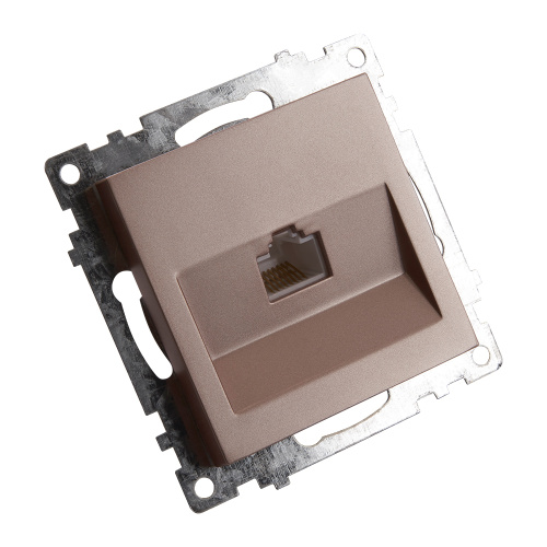 Розетка компьютерная 1-местная RJ-45 (механизм), STEKKER GLS00-7107-02, серия Катрин, шампань фото 7