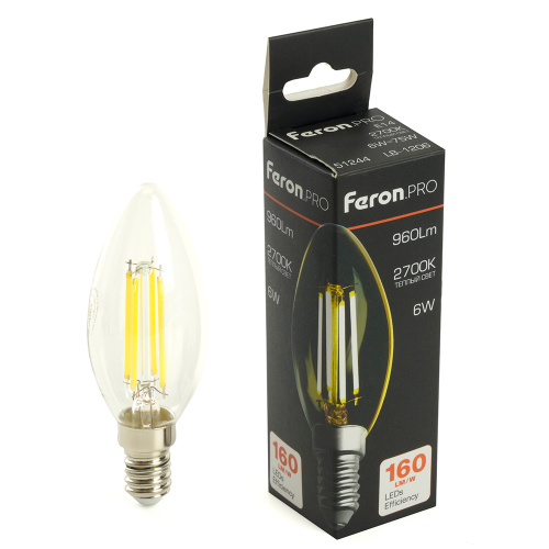 Лампа светодиодная Feron.PRO LB-1206 Свеча E14 960LM 6W 175-265V 2700K
