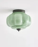 Чёрный светильник "Элаиза" с зелёным плафоном