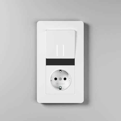 Рамка из поликарбоната на 2 поста Split белый/черный, soft-touch W0023068 фото 3