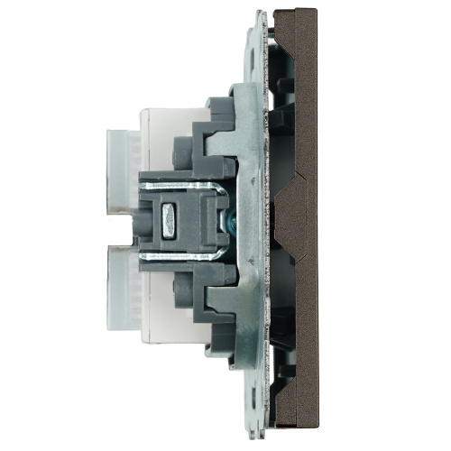 Розетка компьютерная 2-местная RJ-45 (механизм), STEKKER, серия Эмили, RST00-5111-09, антрацит, soft touch фото 4