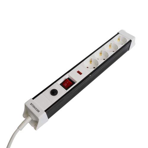 Сетевой фильтр 4-местный с/з STEKKER 3x1мм2, 5 м, 250В, 16А, серия Techno, HM22-41-05, белый фото 3