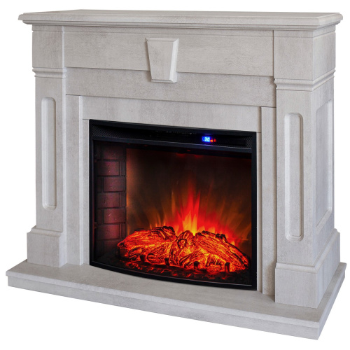 Каминокомплект KELLIE/БРИСТОЛЬ Белый камень с очагом Электроочаг EVRIKA 25.5 фото 2