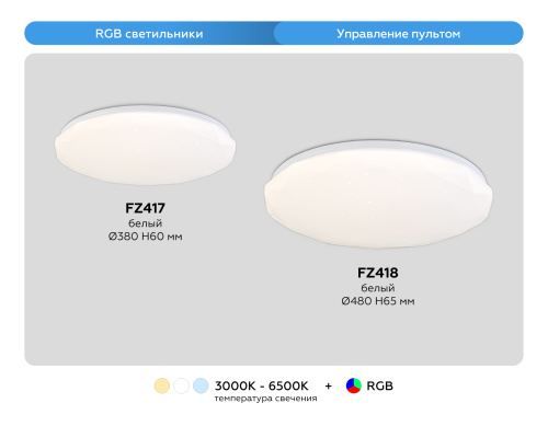 Потолочный светодиодный светильник с пультом 3000K-6400K+RGB 46Вт фото 8 Потолочный светодиодный светильник с пультом 3000K-6400K+RGB 46Вт фото 8