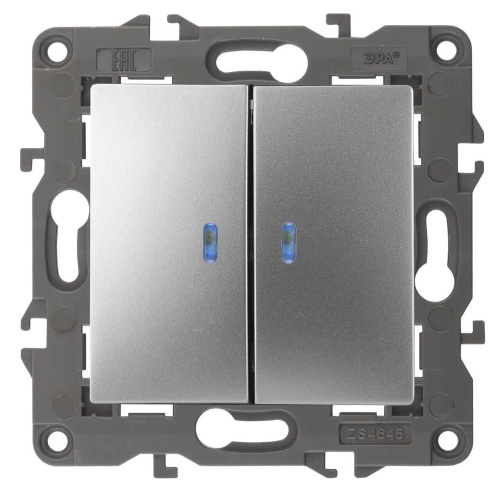 Выключатель двухклавишный с подсветкой ЭРА Elegance 10AX 250V 14-1105-03 Б0034239 Выключатель двухклавишный с подсветкой ЭРА Elegance 10AX 250V 14-1105-03 Б0034239