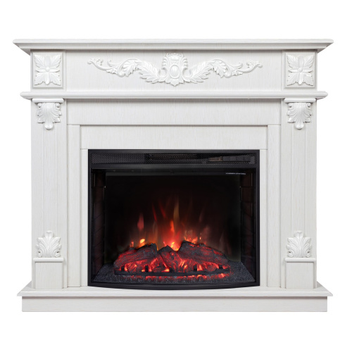 Каминокомплект PHILADELPHIA/ВЕРОНА Белое золото с очагом Электроочаг EVRIKA 25.5