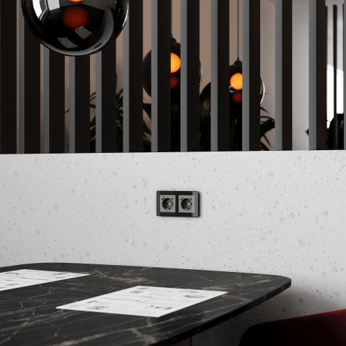 Розетка с заземлением, шторками и USB тип A+C (графит акрил) W1171744 фото 3 Розетка с заземлением, шторками и USB тип A+C (графит акрил) W1171744 фото 3