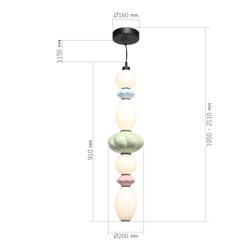 SL6134.453.01 Светильник подвесной ST-Luce черный/зеленый, розовый, синий, опаловый LED 1*32W 3000K FLORENTINI фото 2